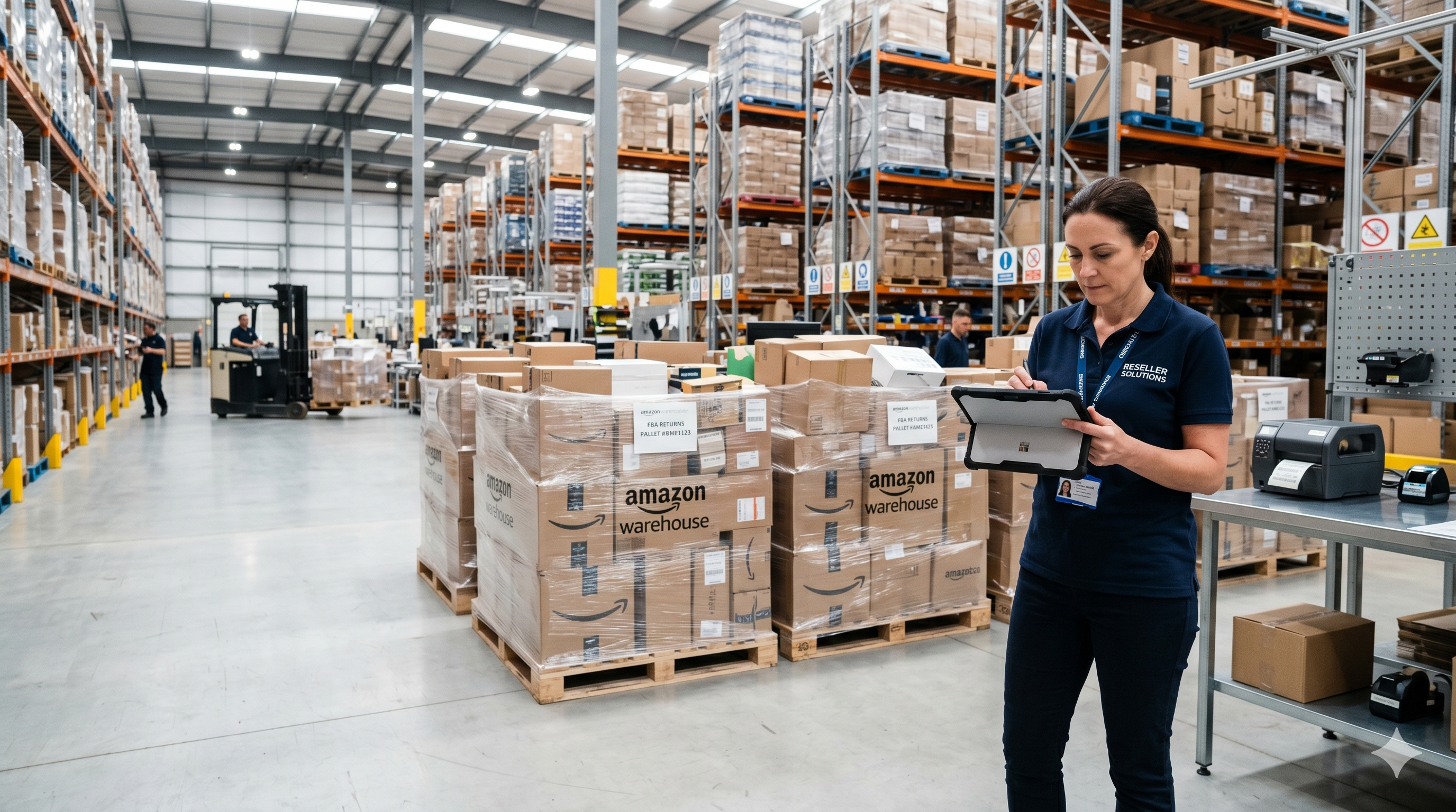 B2B reseller evaluating an Amazon return pallet supplier checklist in a EU warehouse — B-Aftermarket